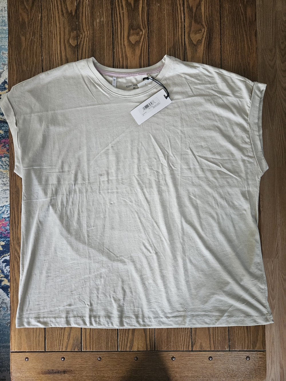 Short Sleeve Crewneck Tee in Off-White, Size 3X